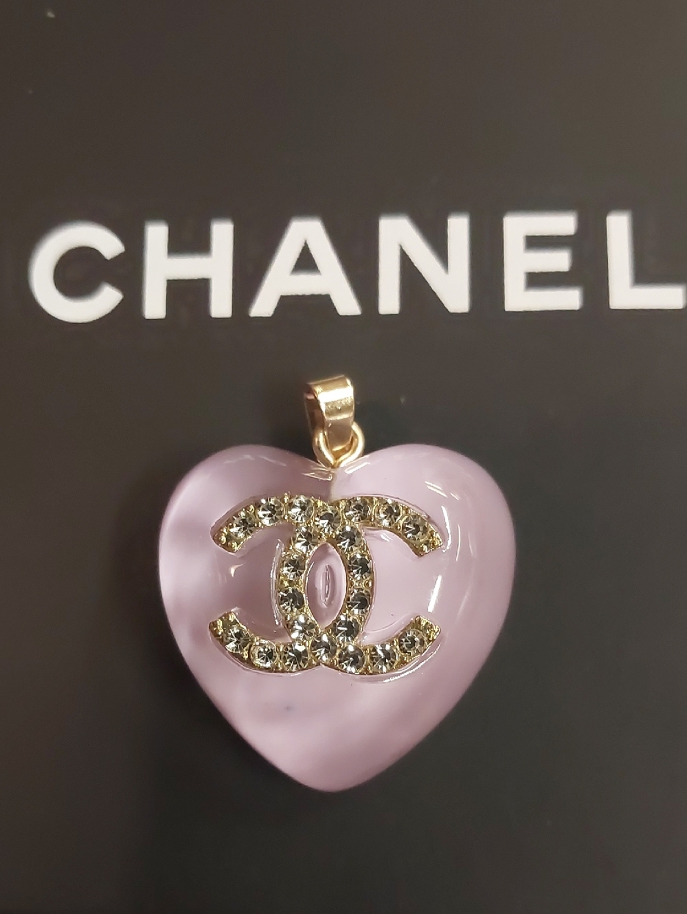 CC Boutique Purple Heart Pendant with Crystal CC Emblem
